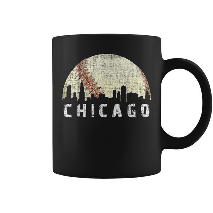 Vintage Chicago Skyline City Baseball Met At Gameday Coffee Mug