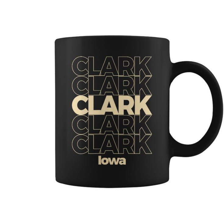 Vintage Clark Iowa Repeating Text Coffee Mug