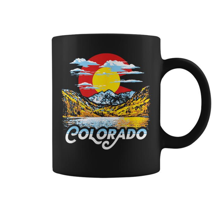 Vintage Colorado Flag Maroon Bells Retro Mountains Graphic Coffee Mug