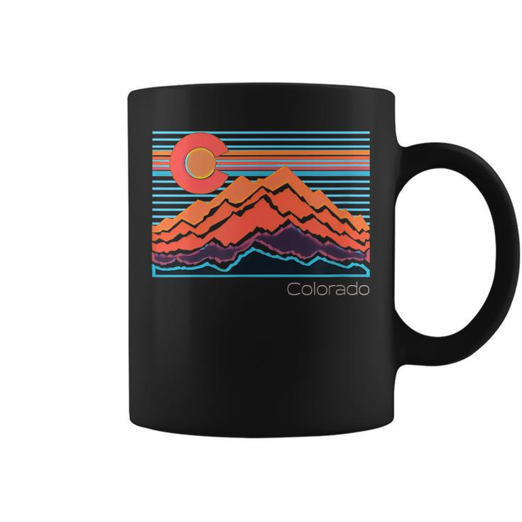 Vintage Colorado Mountain Landscape And Flag Graphic Coffee Mug