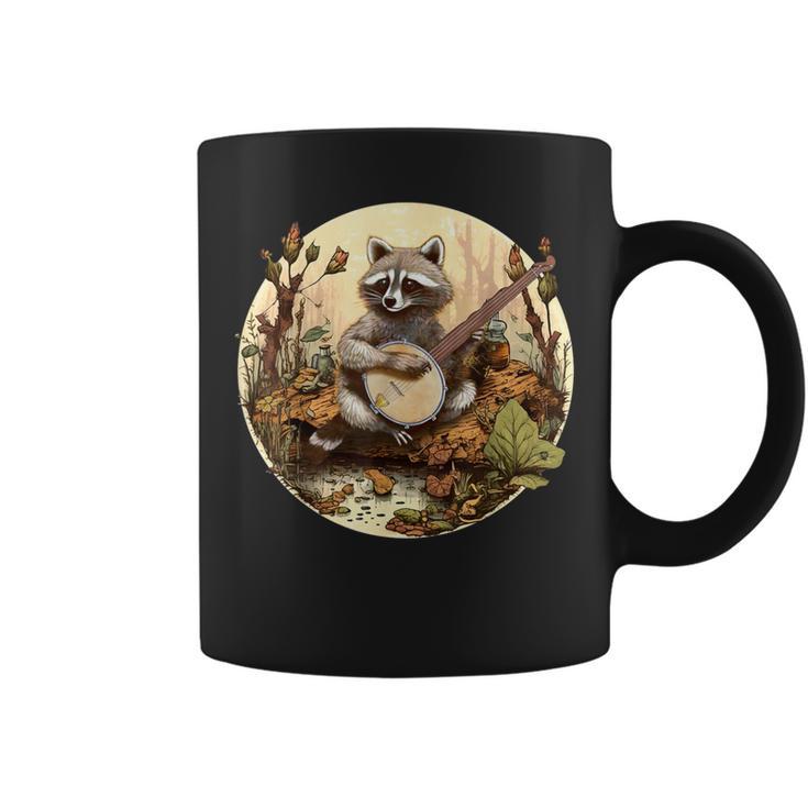 Vintage Cottagecore Aesthetic Raccoon Playing Banjo Racoon Coffee Mug