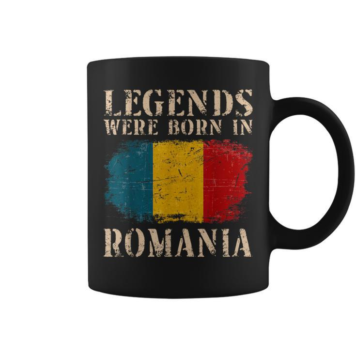 Vintage Romanian Flag Legends Were Born In Romania Coffee Mug