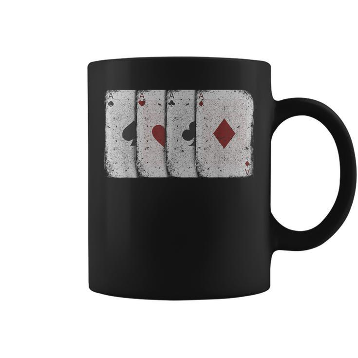 Vintage Distressed Four Aces Poker Playing Card Coffee Mug