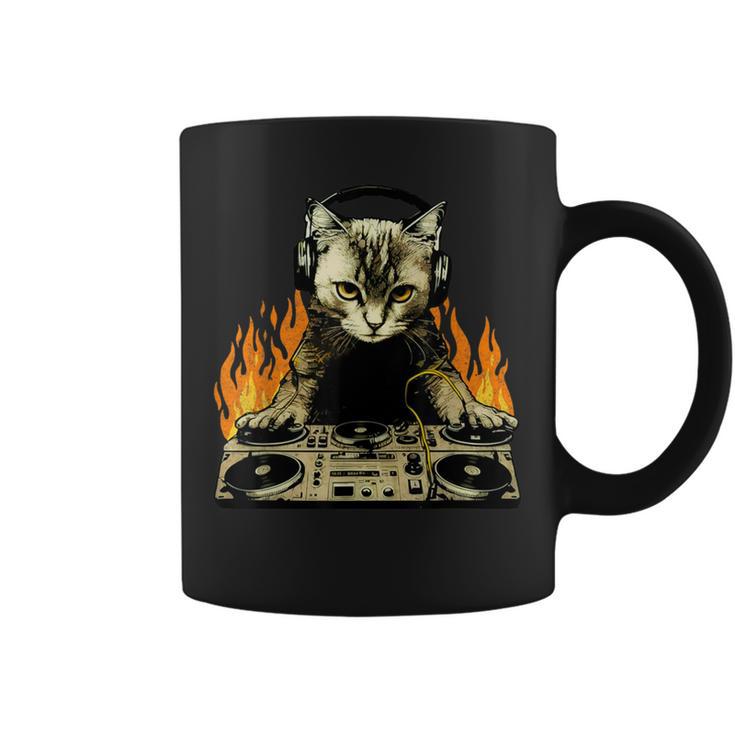 Vintage Dj Cat House Music Cat Music Lover Coffee Mug