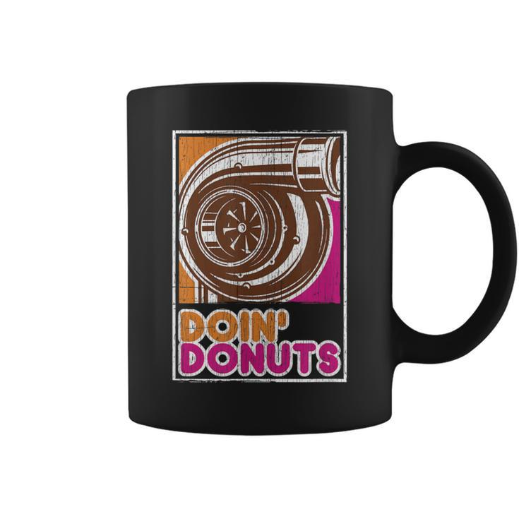 Vintage Doin' Donuts Car Enthusiast Coffee Mug