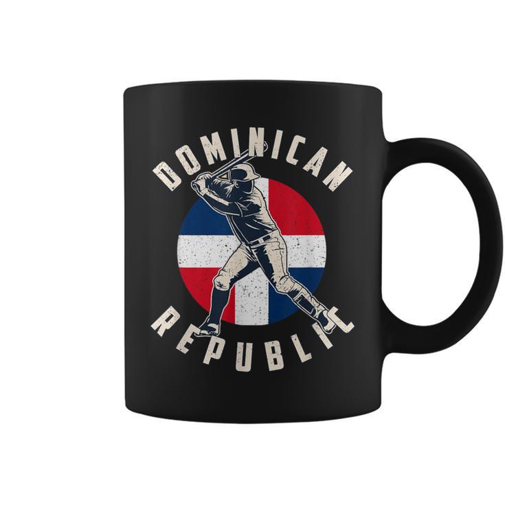 Vintage Dominican Baseball Batter Dominican Republic Flag Coffee Mug