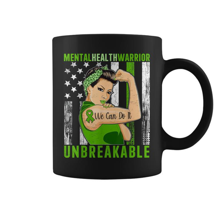 Vintage Flag American Support Warrior Mental Health Coffee Mug