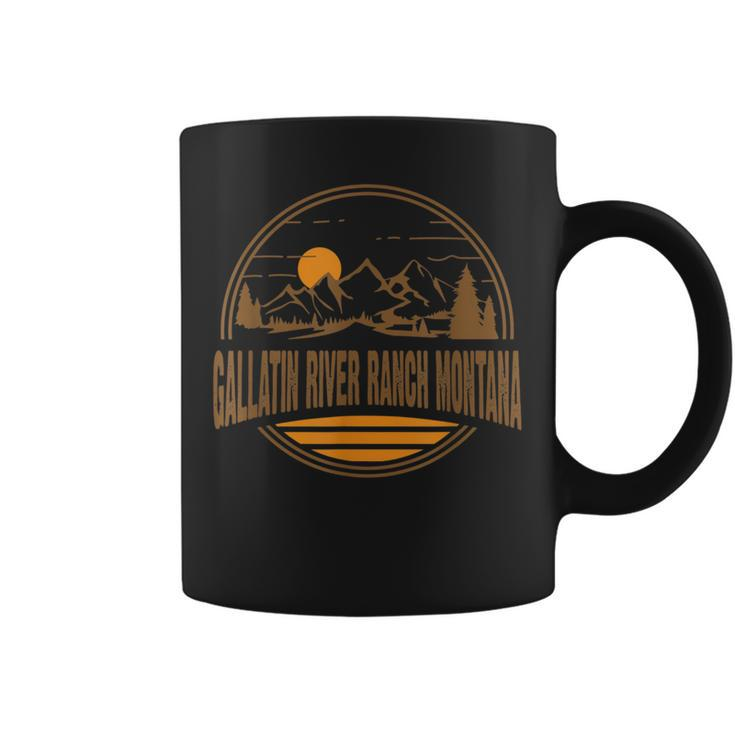 Vintage Gallatin River Ranch Montana Mountain Hiking Print Coffee Mug