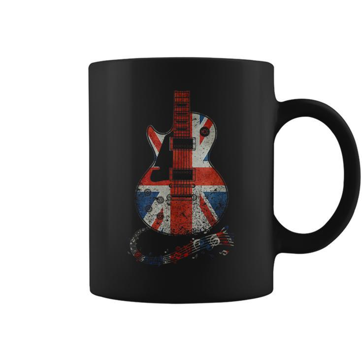 Vintage Guitar British Jack Union Flag Rock Guitarist Coffee Mug
