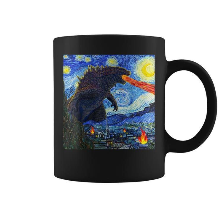 Vintage Japanese Monster Kaiju In Van Gogh Starry Night Coffee Mug