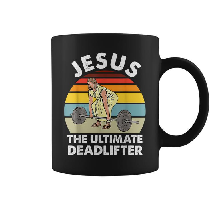 Vintage Jesus The Ultimate Deadlifter Gym Bodybuliding Coffee Mug