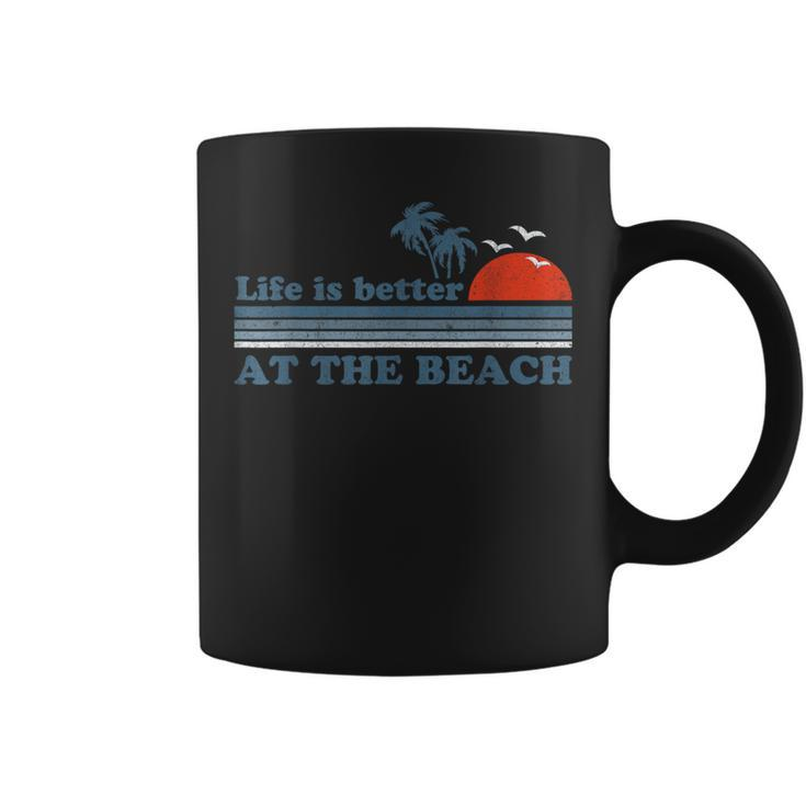 Vintage Life Is Better At The Beach Retro Sunset 70'S Coffee Mug