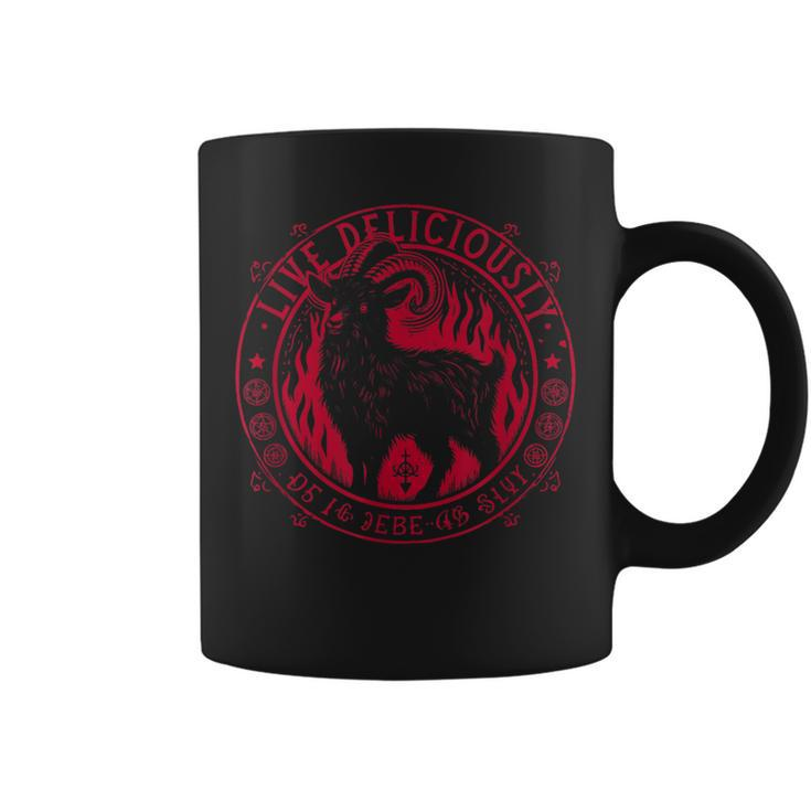 Vintage Live Deliciously Occult Goat Witch Coffee Mug