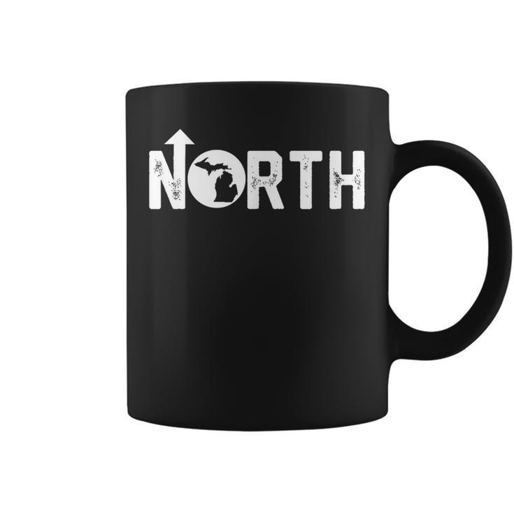Vintage Up North Michigan Distressed Text State Map Coffee Mug