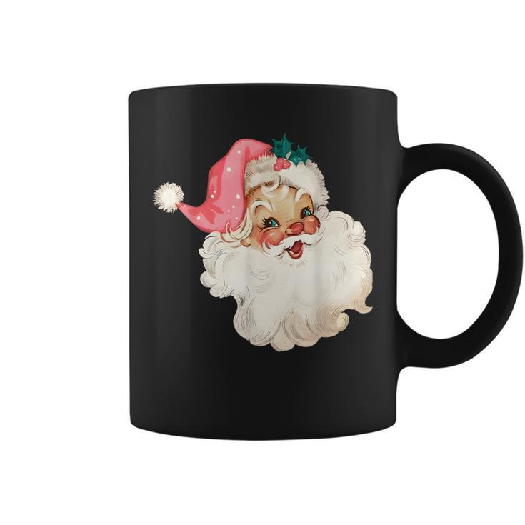 Vintage Pink Santa Claus Water Color Pink Christmas Coffee Mug