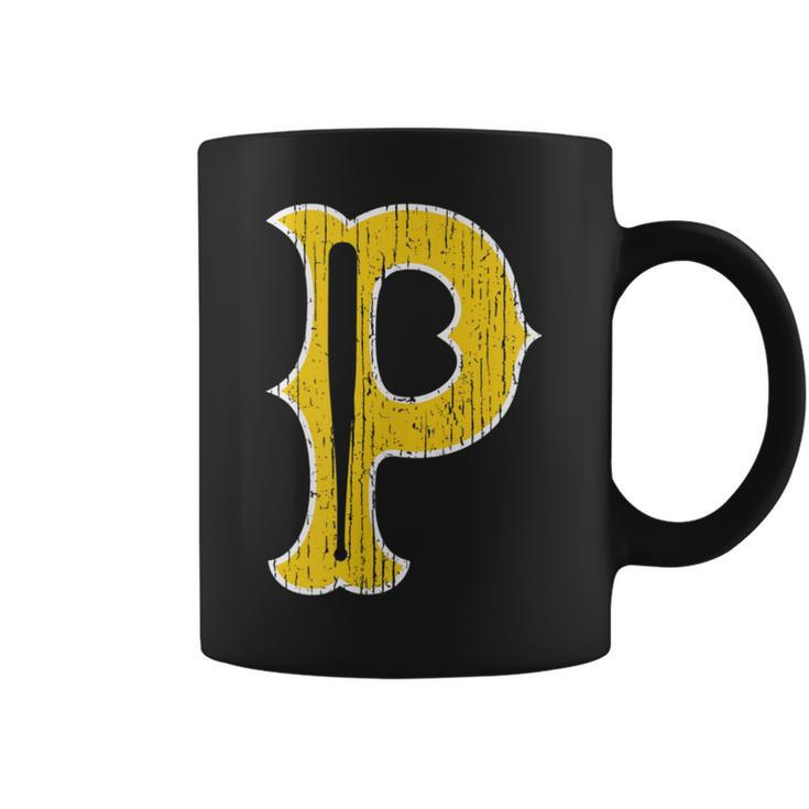 Vintage Pittsburgh Baseball P Distressed Novelty Pirate Coffee Mug