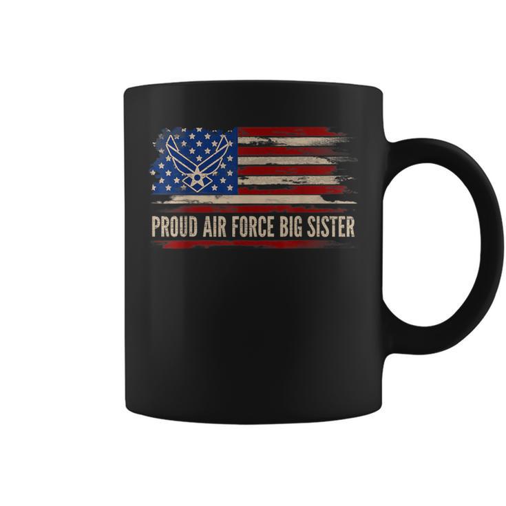 Vintage Proud Air Force Big Sister American Flag Veteran Coffee Mug