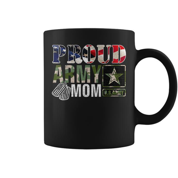 Vintage Proud Army Mom Camo With American Flag Coffee Mug