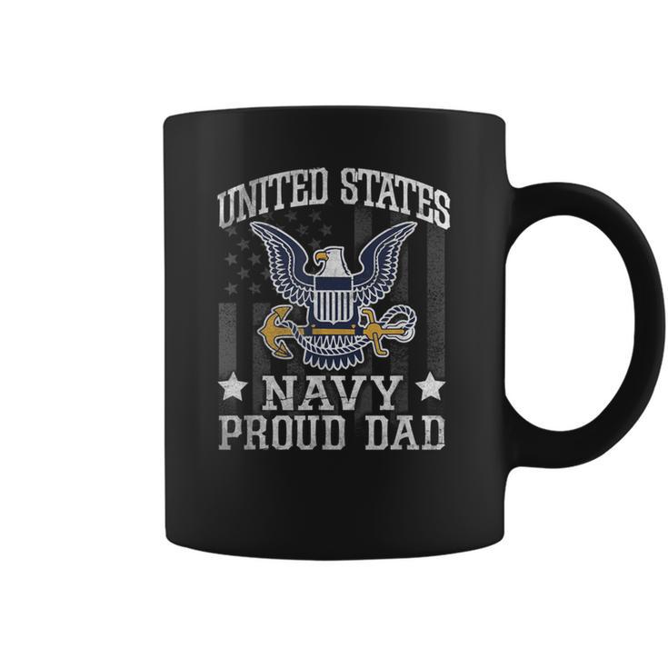 Vintage Proud Dad Us Navy T United States Navy Coffee Mug