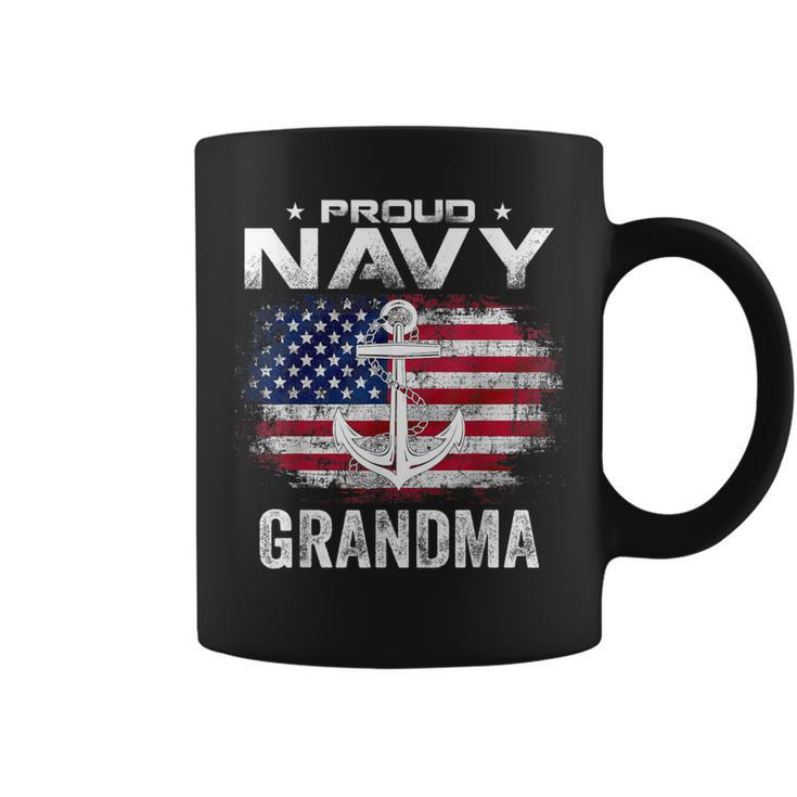 Vintage Proud Navy Grandma With American Flag Veteran Coffee Mug