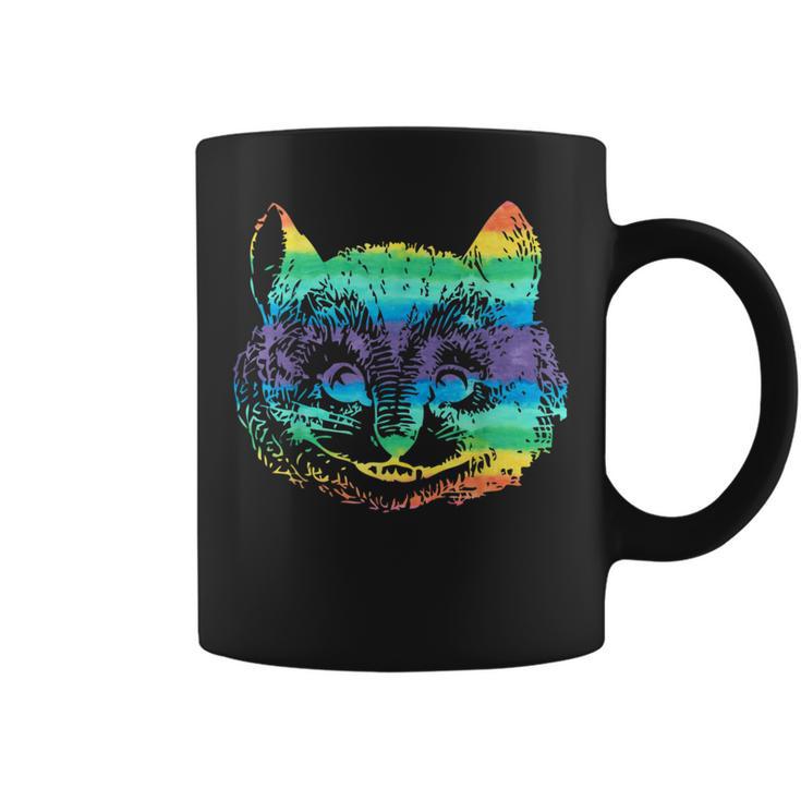 Vintage Rainbow Hippie Cute Cheshire Cat Head KittyCoffee Mug