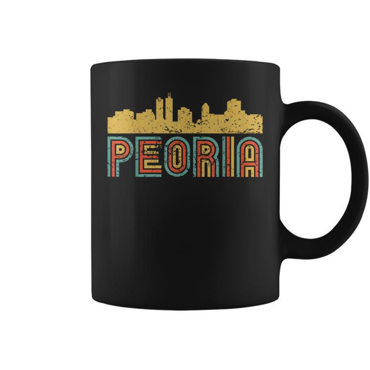 Vintage Retro Peoria Illinois Skyline Coffee Mug