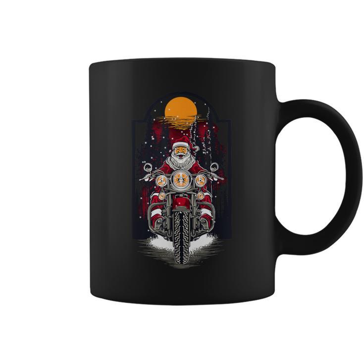 Vintage Santa Riding A Motorcycle Christmas Coffee Mug