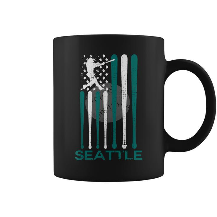 Vintage Seattle Baseball Soul American Us Flag Coffee Mug