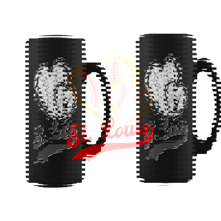Vintage St Louis Baseball Leopard Heart Baseball Fans Coffee Mug