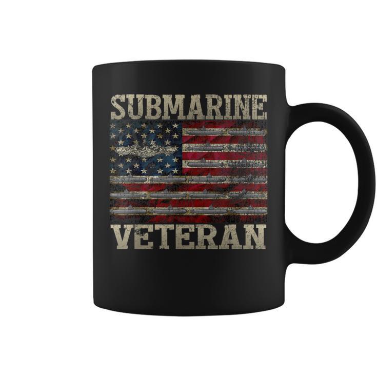 Vintage Submarine Veteran American Flag Coffee Mug