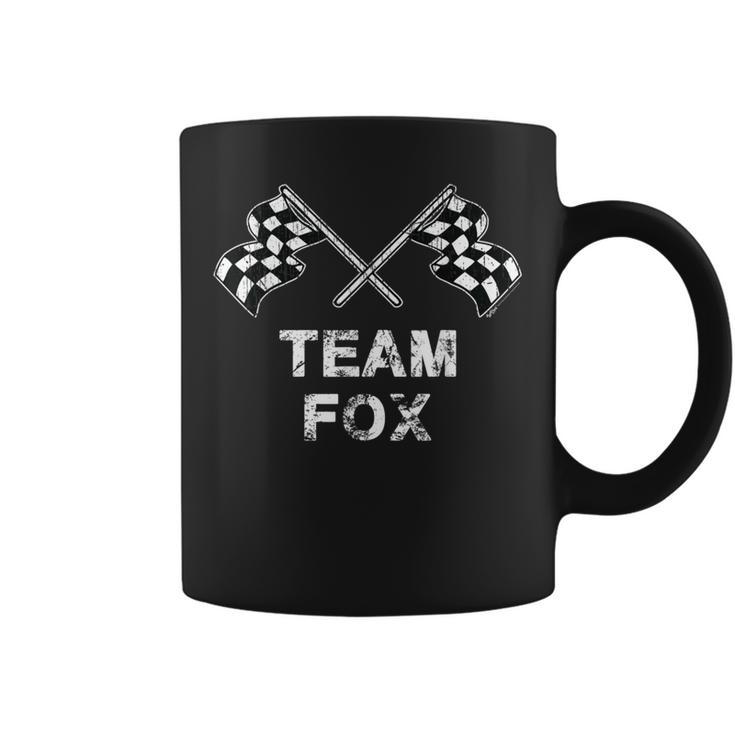 Vintage Team Fox Family Name Checkered Flag Racing Coffee Mug