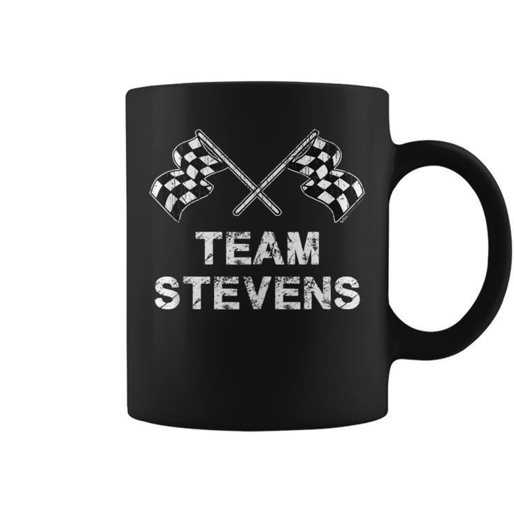 Vintage Team Stevens Family Name Checkered Flag Racing Coffee Mug