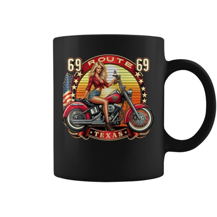 Vintage Texas Pin-Up Girl Biker American Dream Ride Coffee Mug