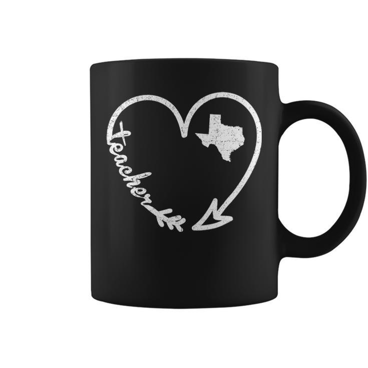 Vintage Texas Teacher Arrow Heart Home State Coffee Mug