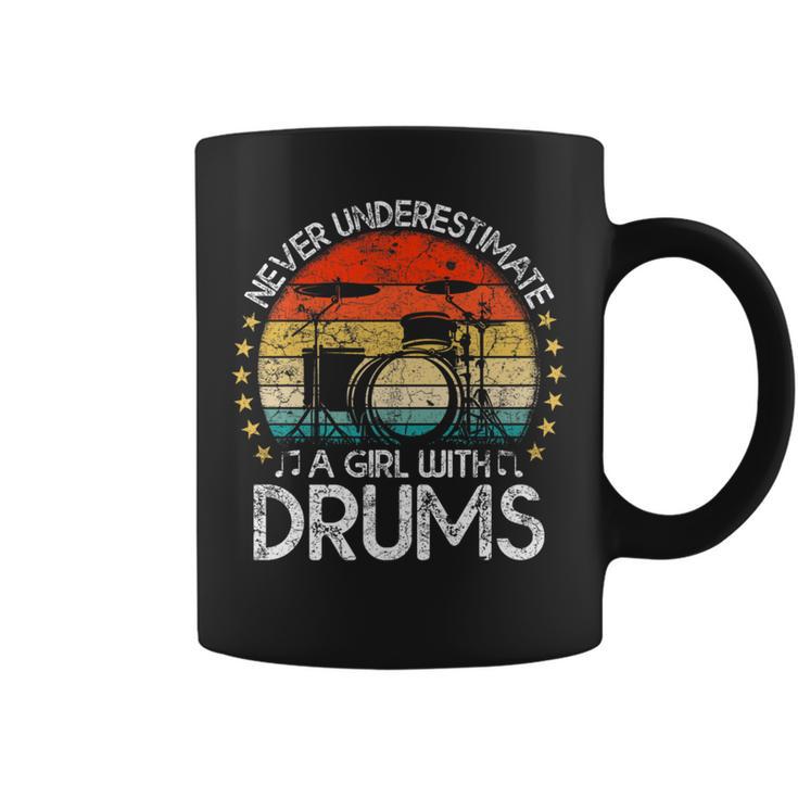 Vintage Never Underestimate A Girl With Drums Drummer Coffee Mug