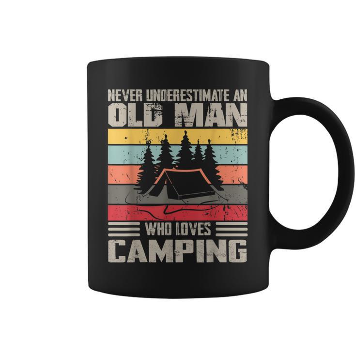 Vintage Never Underestimate An Old Man Who Loves Camping Coffee Mug