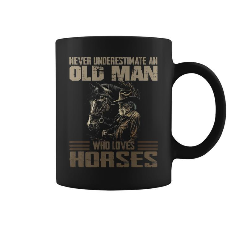 Vintage Never Underestimate An Old Man Who Loves Horses Cool Coffee Mug