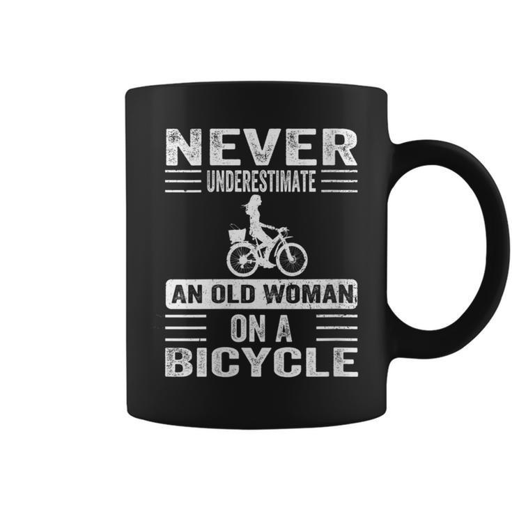 Vintage Never Underestimate An Old Woman On A Bicycle Retro Coffee Mug