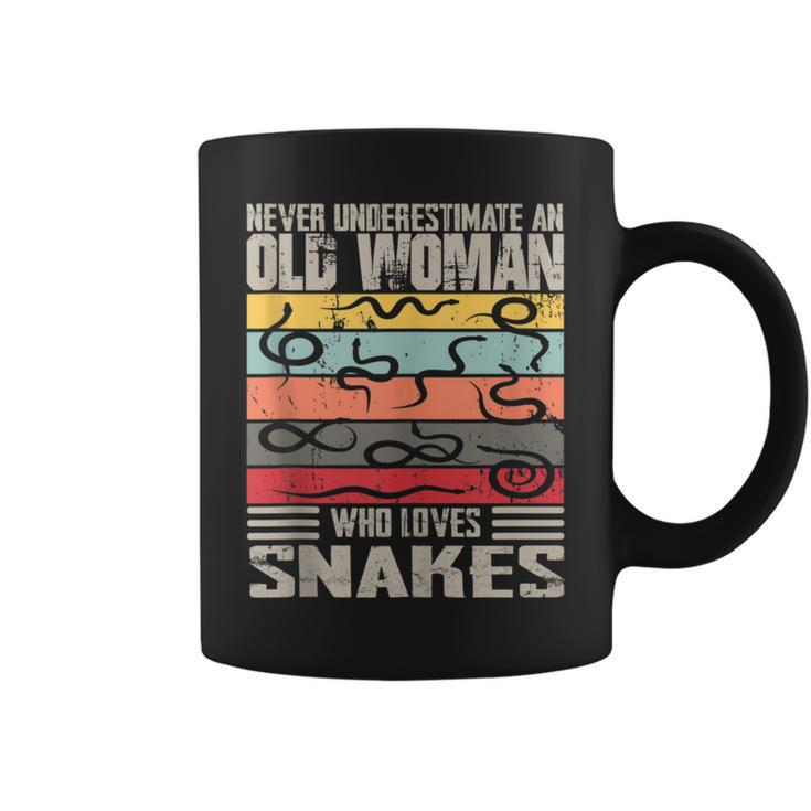 Vintage Never Underestimate An Old Woman Who Loves Snakes Coffee Mug