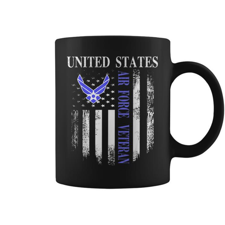 Vintage United States Air Force Veteran With American Flag Coffee Mug
