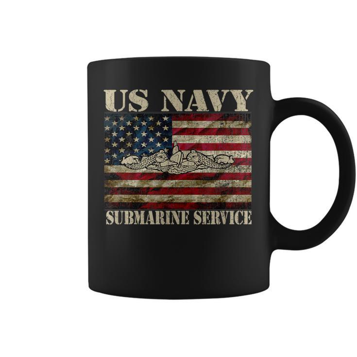 Vintage Us Navy Submarine Service American Flag Coffee Mug