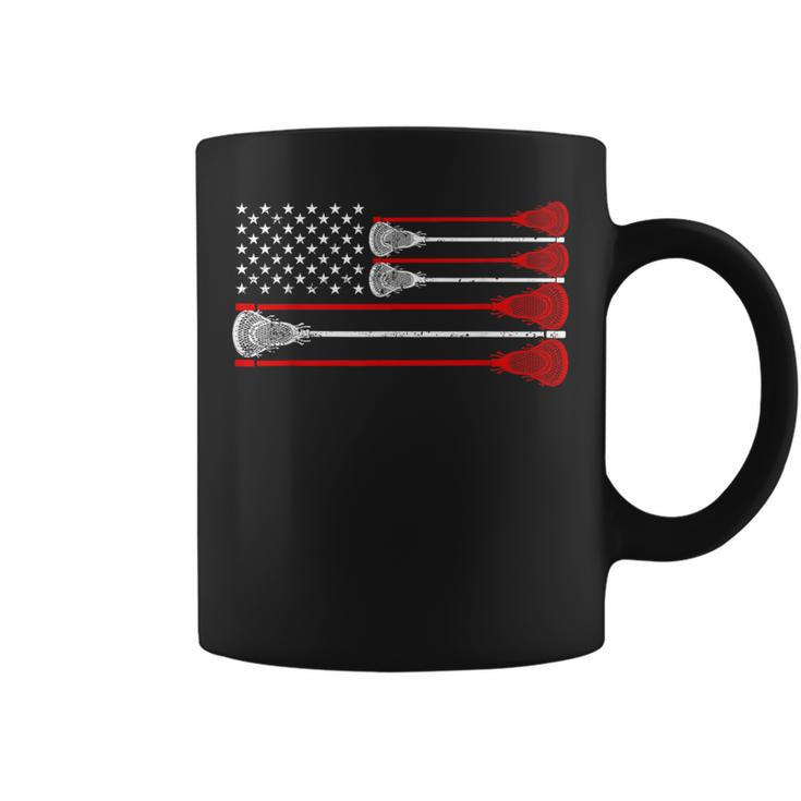 Vintage Usa American Flag Lacrosse Player Lover Patriotic Coffee Mug