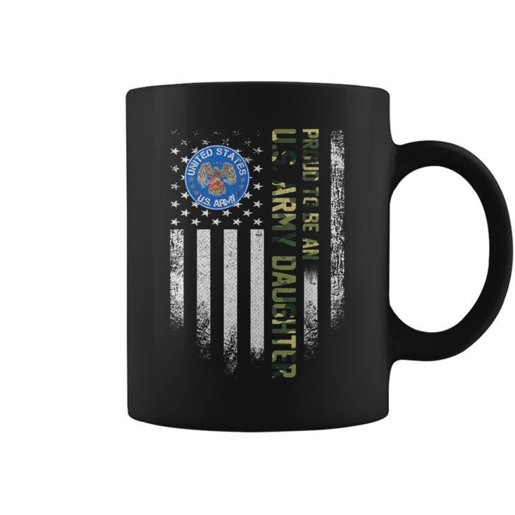 Vintage Usa American Flag Proud To Be An Us Army Daughter Coffee Mug