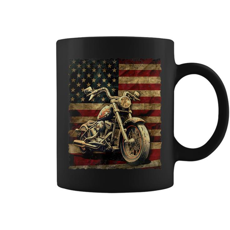 Vintage Usa Flag Motorcycle Retro Biker Mens Coffee Mug