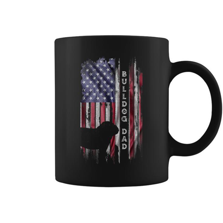 Vintage Usa Flag Proud English Bulldog Dad Silhouette Coffee Mug