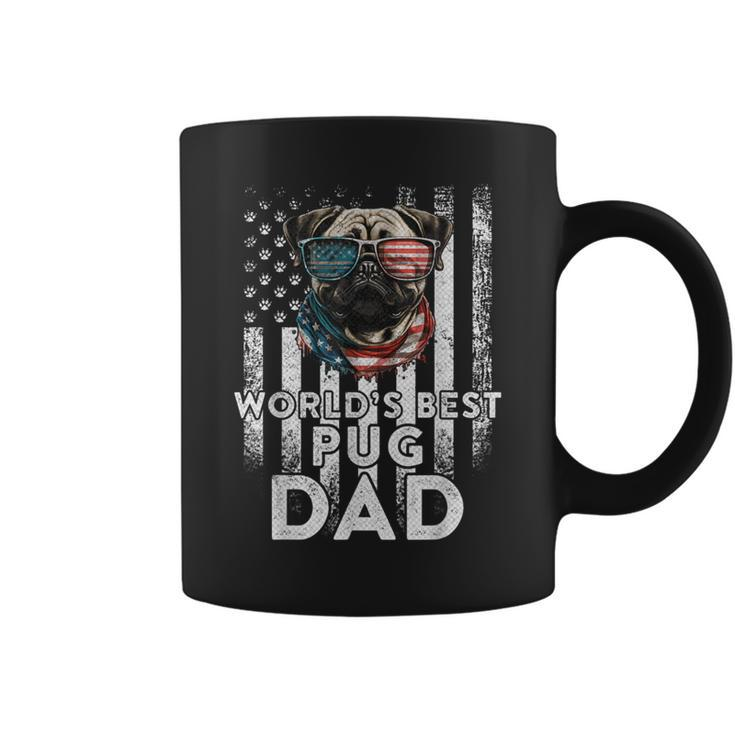Vintage Usa Flag World's Best Pug Dog Dad Fathers Day Coffee Mug