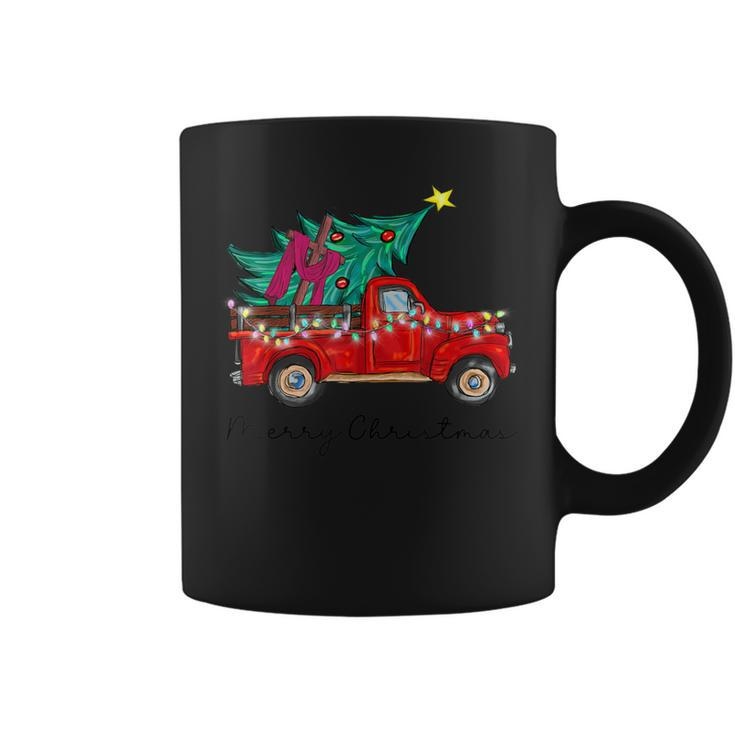 Vintage Wagon Red Truck Christmas Tree Pajama Xmas Coffee Mug