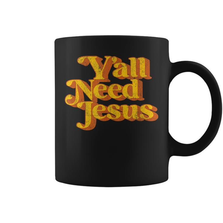 Vintage Y'all Need Jesus Christian Country Retro 70'S Coffee Mug