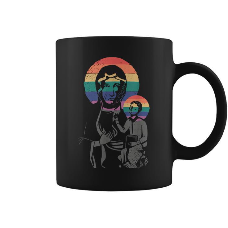 Virgin Mary With Rainbow Lgbtq Style Coffee Mug