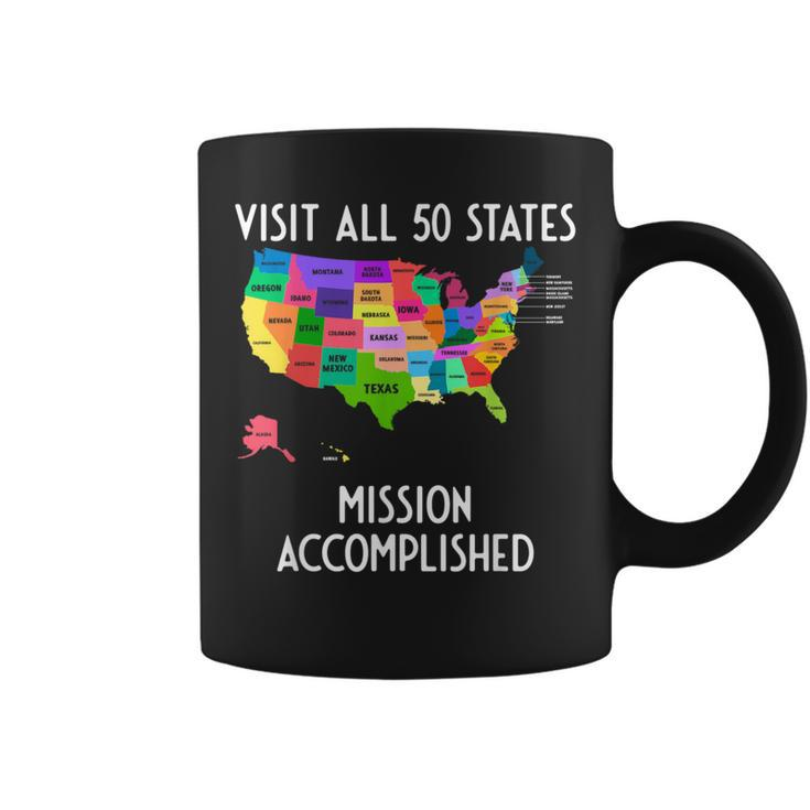 Visit All 50 States Map Usa Travel Coffee Mug